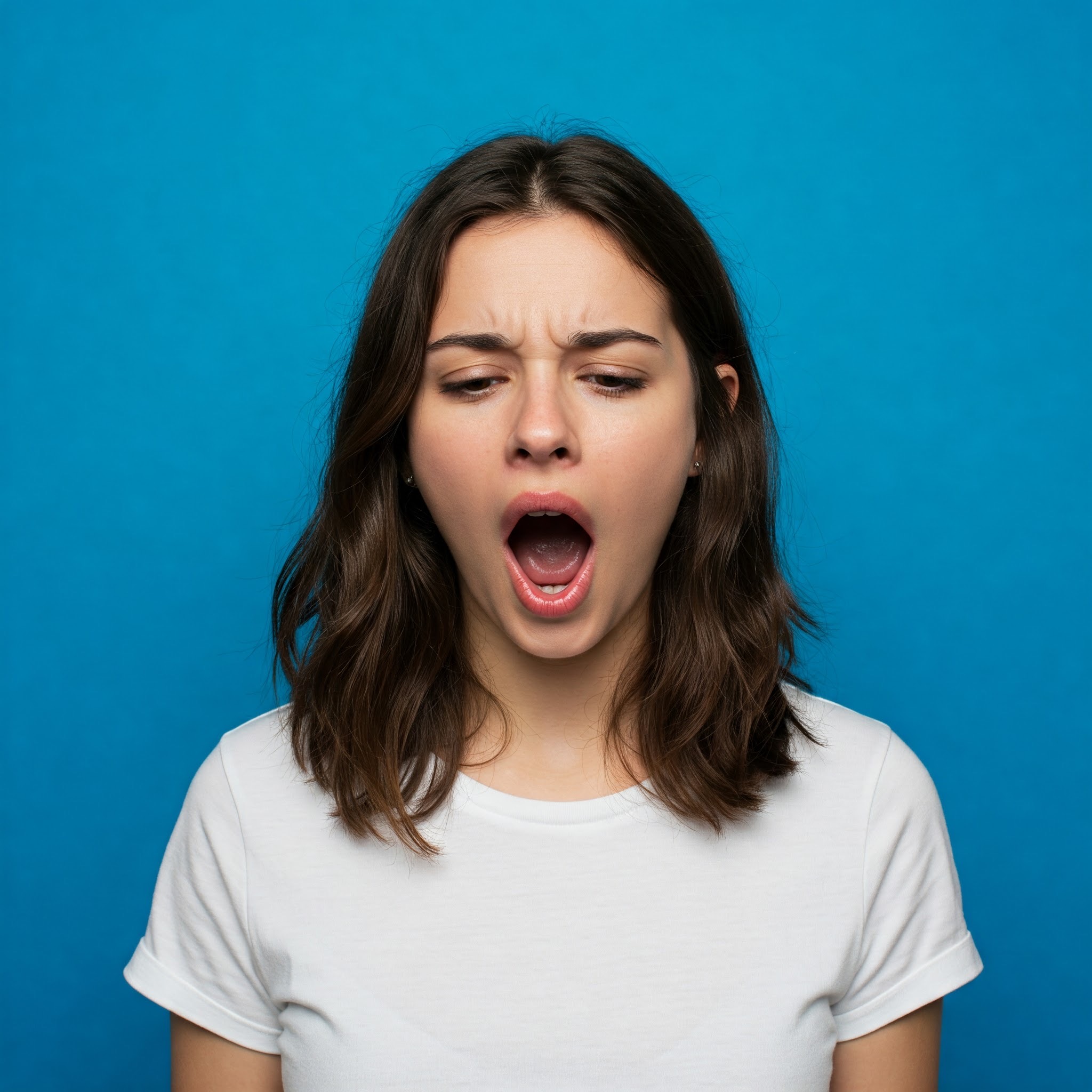 photo of Astonished Young Woman Pointing Sideways